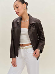 Veda Louisa Leather Jacket - Mole
