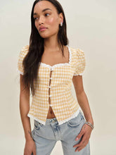 Rosemary Linen Top - Sunshine Check