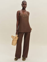 Kristen Linen Two Piece - Chocolate Cake