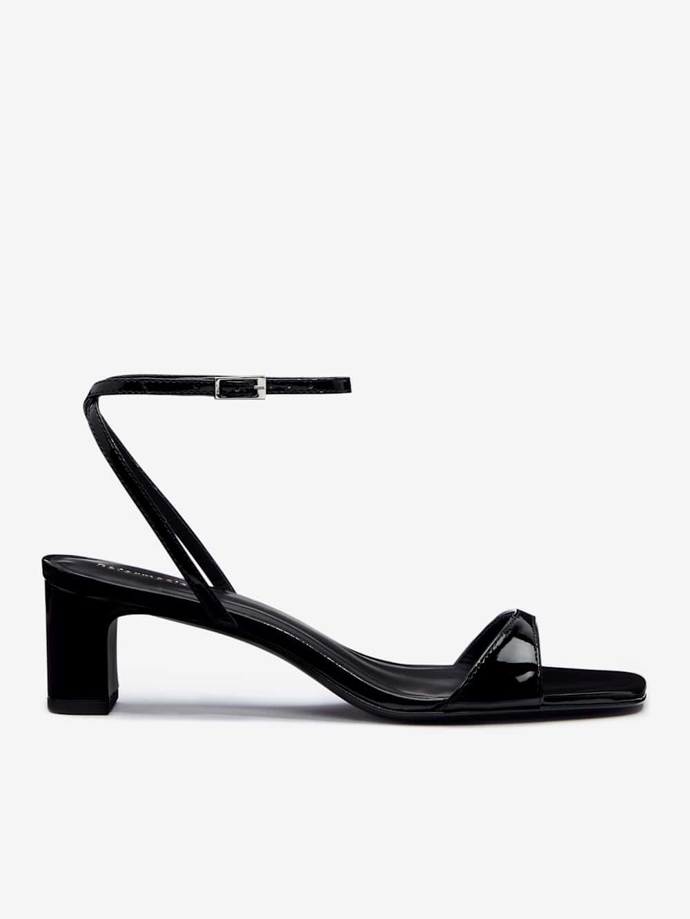 Sage Heeled Sandal - Black Patent