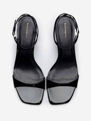 Sage Heeled Sandal - Black Patent