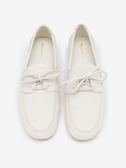 Fia Boat Loafer - White Leather