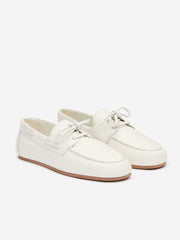 Fia Boat Loafer - White Leather