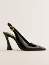 Nour Heeled Slingback - Black Patent
