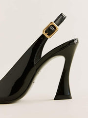 Nour Heeled Slingback - Black Patent