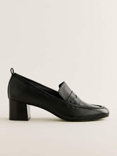 Franca Heeled Loafer - Black Leather