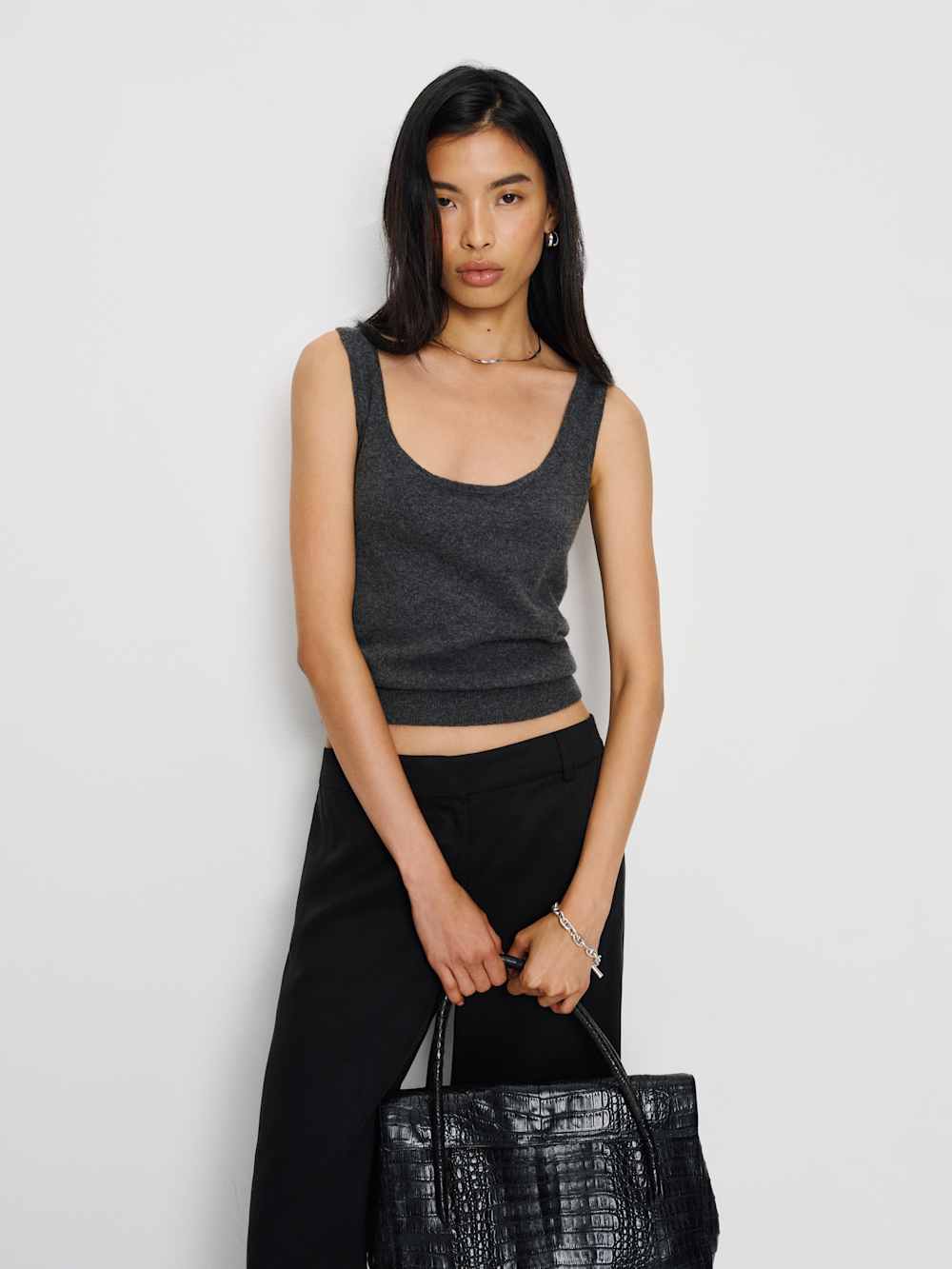 Monaco Cashmere Reversible Tank - Charcoal
