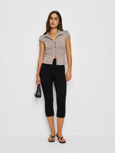 Jenna Knit Top - Brown And White