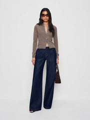 Florentina Cashmere Collared Cardigan - Cocoa