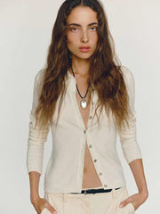 Florentina Cashmere Collared Cardigan - Gossamer