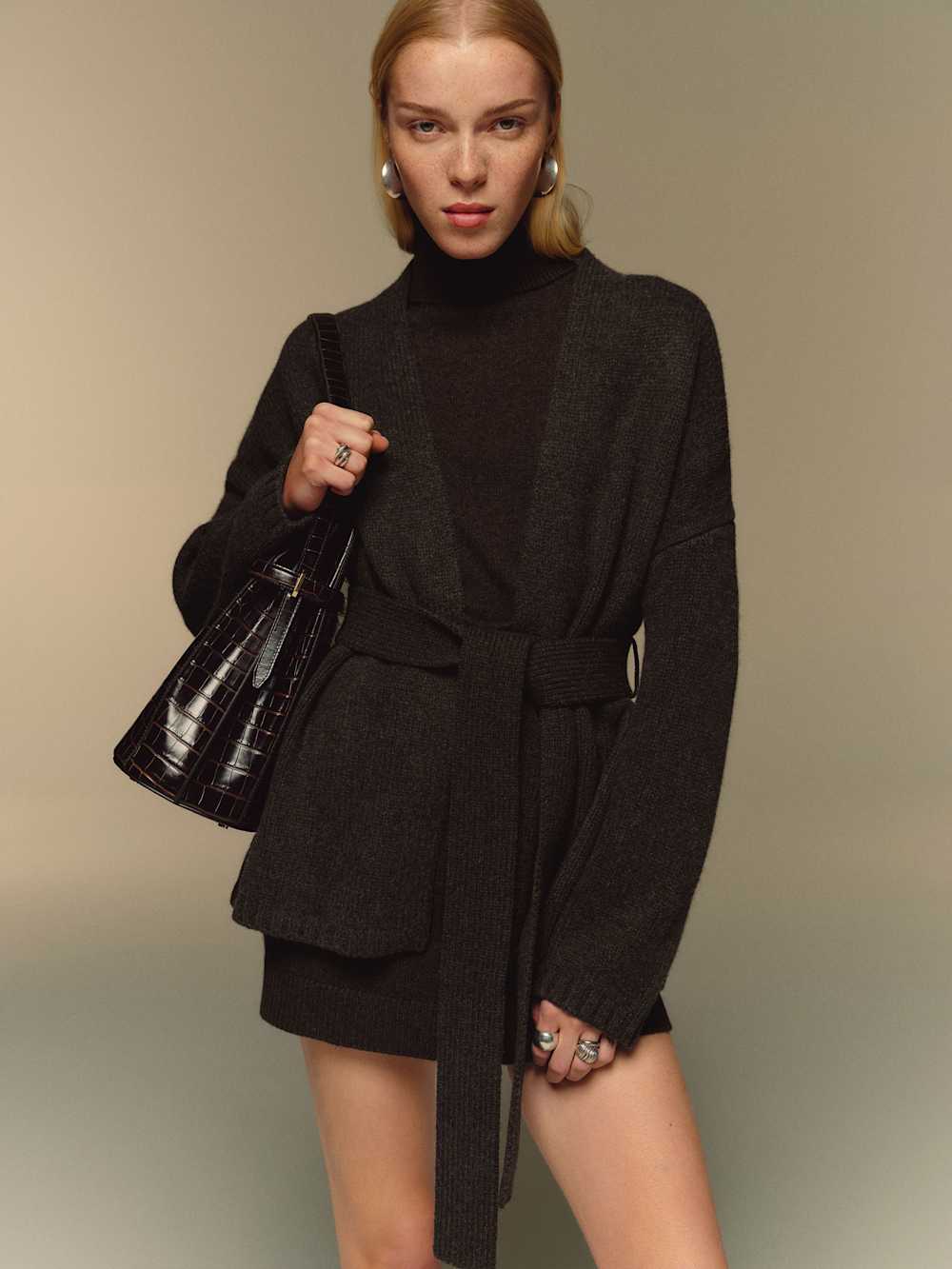 Meg Wrap Sweater Coat - Espresso