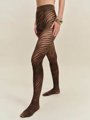 Swedish Stockings Zadie Zebra Tights - Dark Amber