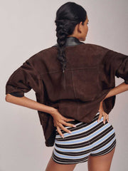 Effie Cashmere Micro Short - Ice Water Multi Stripe