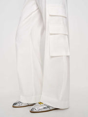 Vida Poplin Low Rise Cargo Pant - Bright White