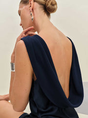 Jonelle Silk Dress - Navy
