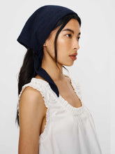 Goldie Cashmere Blend Triangle Scarf - Navy Pointelle
