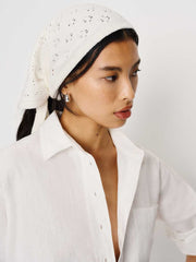 Goldie Cashmere Blend Triangle Scarf - Gossamer Pointelle