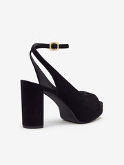 Paulette Platform Sandal - Black Suede