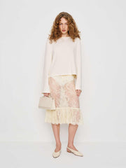 Delcy Low Waist Skirt - Cream Lace