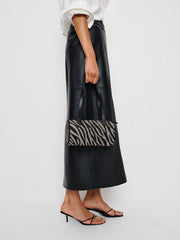 Aurora Shoulder Bag - White Black Zebra Beaded