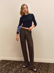 Gale Sheer Mid Rise Bias Pant - Mole
