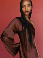 Omari Silk Dress - Mahogany