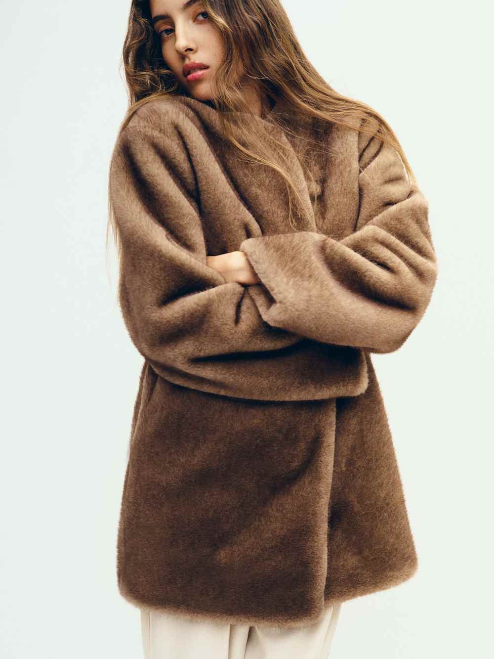 Devin Faux Fur Coat - Taupe