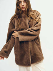 Devin Faux Fur Coat - Taupe