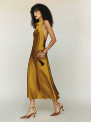 Kaylah Silk Dress - Honey Mustard