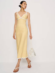 Petites Sara Linen Dress - Parmesan