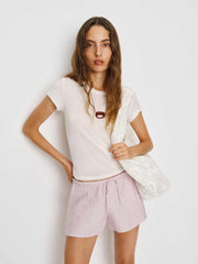 Hannah Linen Low Rise Short - Cherry Blossom
