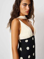 Caprina Dress - Ivory And Moon Dot