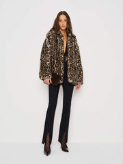 Sable Faux Fur Coat - Leopard