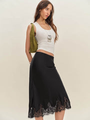 Petites Carolina Silk Skirt - Black