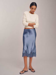 Petites Carolina Silk Skirt - Cornflower
