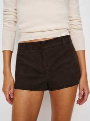 Veda Taylor Low Rise Leather Micro Short - Mole Suede