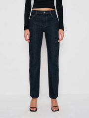 Greer Mid Rise Straight Long Jeans - Ondine