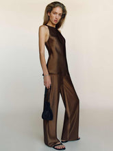 Saskia Silk Top - Pinecone