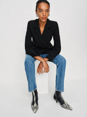 Robbie Ankle Boot - Black Snake Stretch