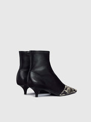Robbie Ankle Boot - Black Snake Stretch