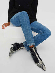 Robbie Ankle Boot - Black Snake Stretch