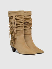 Davina Slouch Boot - Hazel Suede Fringe