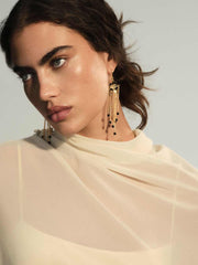Marjorie Earrings - Gold Onyx