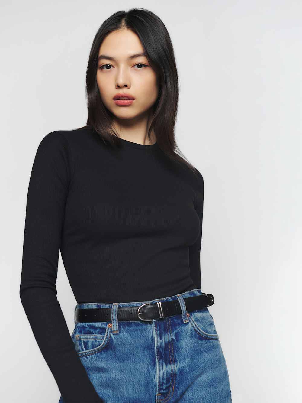 Davy Long Sleeve Crewneck Tee - Black