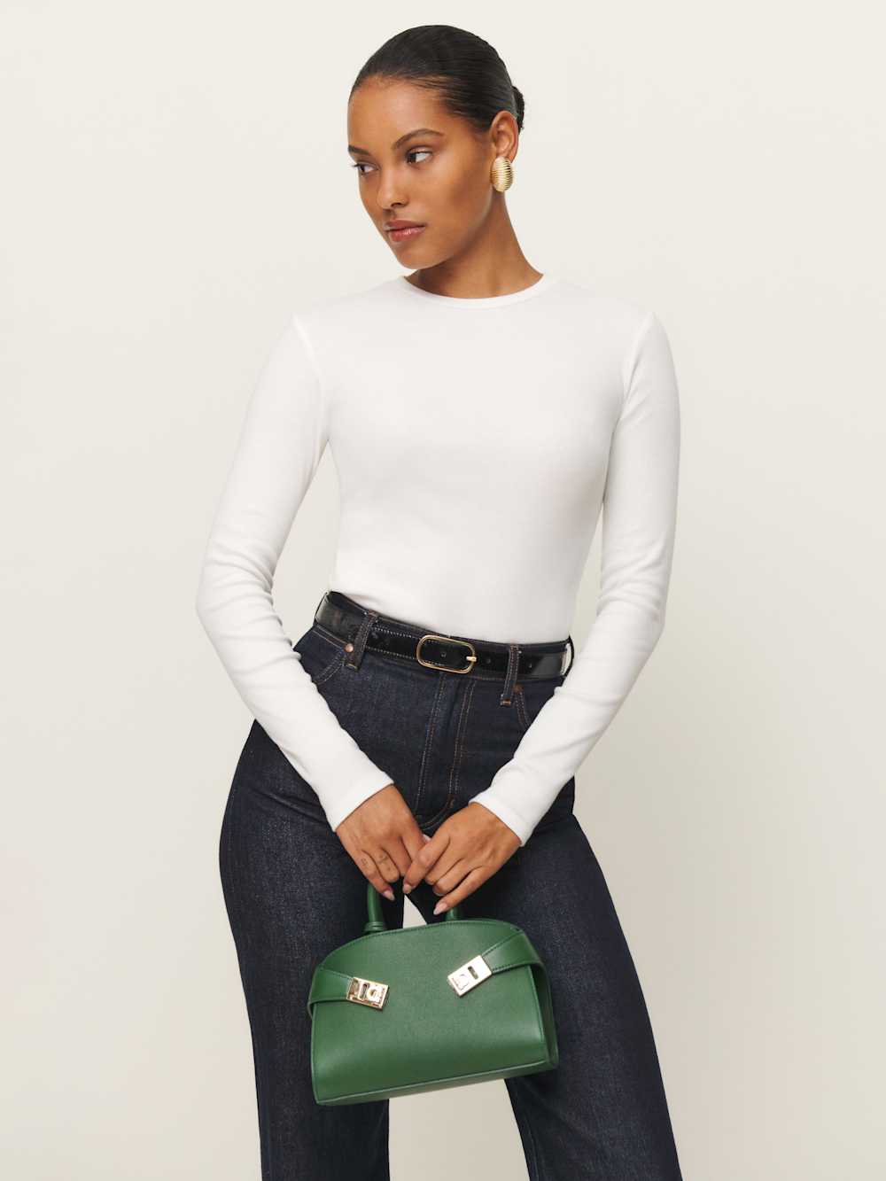 Davy Long Sleeve Crewneck Tee - White