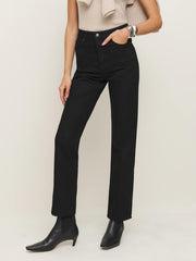 Cynthia High Rise Straight Jeans - Black