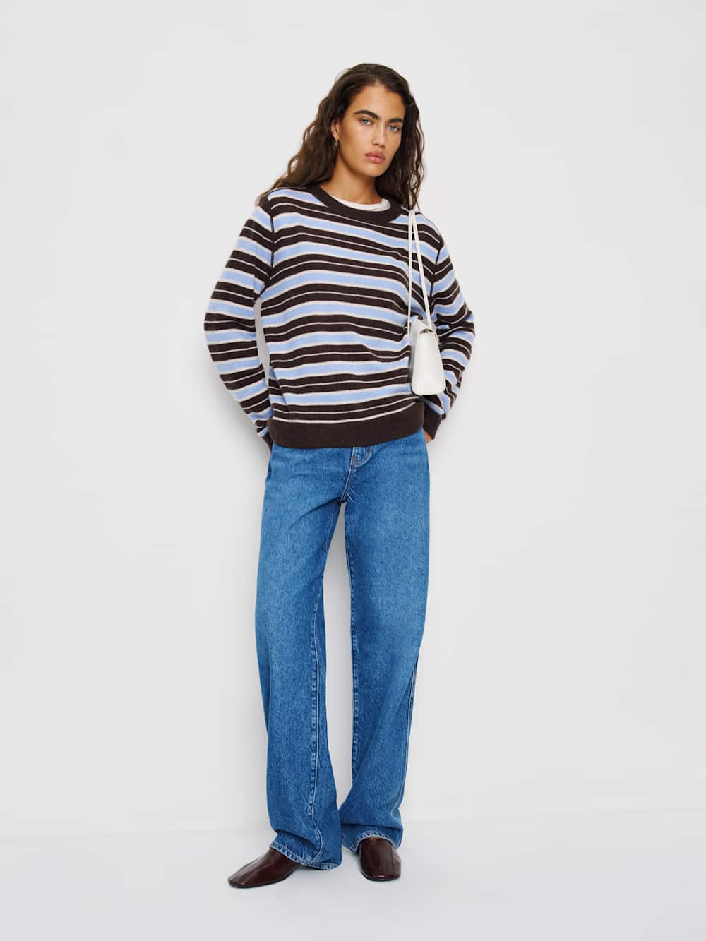 Cashmere Boyfriend Sweater - Ice Water Multi Stripe
