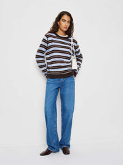 Cashmere Boyfriend Sweater - Ice Water Multi Stripe