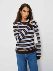 Cashmere Boyfriend Sweater - Ice Water Multi Stripe