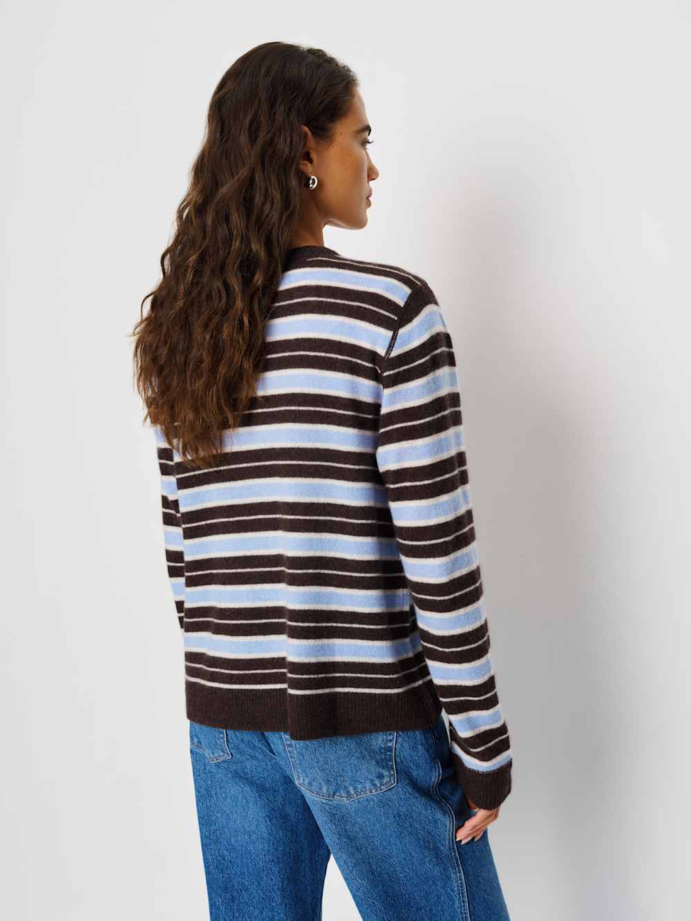 Cashmere Boyfriend Sweater - Ice Water Multi Stripe